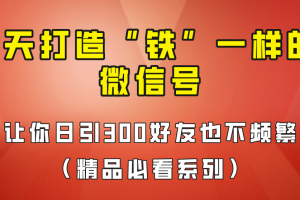 [引流变现]7天养出“铁”一样的微信号，日引300粉不频繁，方法价值880元！