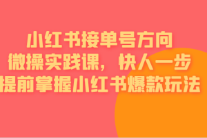 [小红书]小红书接单号方向微操实践课，快人一步提前掌握小红书爆款玩法