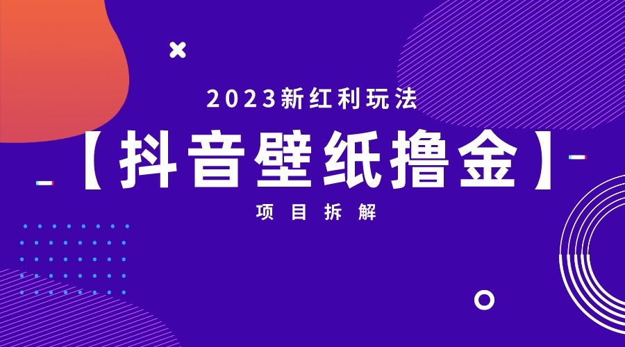 [抖音快手]2023新红利玩法，抖音壁纸撸金项目拆解