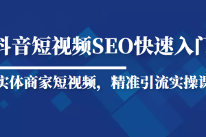 抖音短视频Seo搜索排名优化新手快速入门教程，实体商家短视频，精准引流实操课