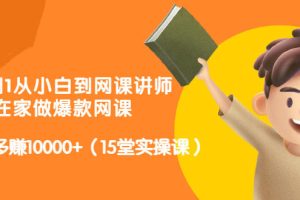 从0到1从小白到网课讲师：在家做爆款网课，每月多赚10000+（15堂实操课）