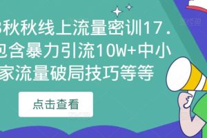 2023秋秋线上流量密训17.0：包含暴力引流10W+中小卖家流量破局技巧等等