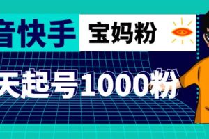 抖音快手三天起号涨粉1000宝妈粉丝的核心方法【详细玩法教程】