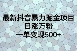 最新抖音暴力掘金项目，日涨万粉，一单变现500+【揭秘】