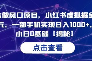 7月必做风口项目，小红书虚拟掘金，一单50元，一部手机实现日入1000+，适合小白0基础【揭秘】