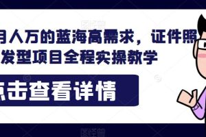 轻松月人万的蓝海高需求，证件照发型项目全程实操教学【揭秘】