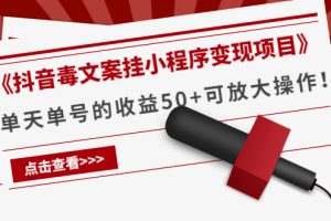 （4060期）《抖音毒文案挂小程序变现项目》单天单号的收益50+可放大操作！[中创网]