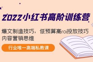 （4119期）2022小红书高阶训练营：爆文制造技巧，低预算高roi投放技巧，内容营销思维[中创网]