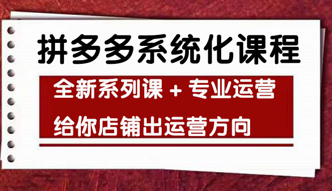 (4259期)车神陪跑,拼多多系统化课程,全新系列课+专业运营给你店铺出运营方向 (4259期)车神陪跑,拼多多系统化课程,全新系列课+专业运营给你店铺出运营方向