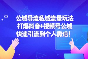 （4416期）公域导流私域流量玩法：打爆抖音+视频号公域，快速引流到个人微信！[中创网]