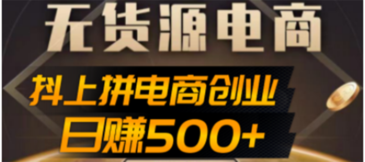 （4475期）抖上拼无货源电商创业项目、外面收费12800，日赚500+的案例解析参考