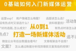 （4291期）新媒体运营系列课，课程零基础入门，解锁高薪职业必备的四项技能[中创网]