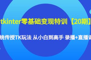 （4551期）tkinter零基础变现特训【20期】系统传授TK玩法 从小白到高手 录播+直播课[中创网]