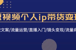 （4595期）短视频个人ip带货变现：爆款文案/流量运营/直播入门/镜头变现/流量商业[中创网]