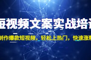 （4670期）短视频文案实战培训：制作爆款短视频，轻松上热门，快速涨粉！[中创网]