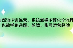 （4688期）自然流IP训练营，系统掌握IP孵化全流程，也能学到选题，剪辑，账号运营经验[中创网]