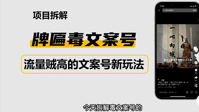 （4676期）2023抖音快手毒文案新玩法，牌匾文案号，起号快易变现