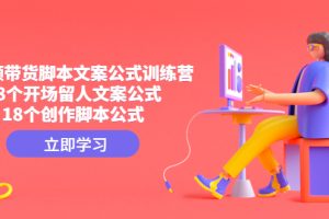 （4772期）短视频带货脚本文案公式训练营：18个开场留人文案公式，18个创作脚本公式[中创网]