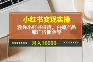 （4780期）小红书变现实操：教你小红书带货，白嫖产品，赚广告佣金等，月入10000+[中创网]