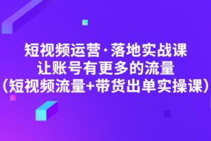 （4961期）短视频运营·落地实战课 让账号有更多的流量（短视频流量+带货出单实操）[中创网]