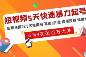 （4957期）短视频5天快速暴力起号，三频共振百万实操案例 算法6件套 底层逻辑 爆爆爆[中创网]