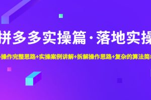 （4947期）拼多多实操篇·落地实操 完整思路+实操案例+拆解操作思路+复杂的算法简单化[中创网]