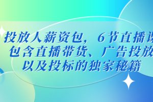 （5025期）投放人薪资包，6节直播课，包含直播带货、广告投放、以及投标的独家秘籍[中创网]