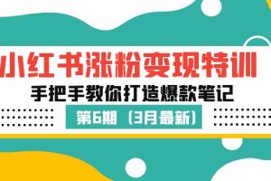 （5231期）小红书涨粉变现特训·第6期，手把手教你打造爆款笔记（3月新课）[中创网]