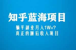 （5254期）知乎蓝海玩法，躺平副业月入1W+，真正的睡后收入项目（6节视频课）[中创网]