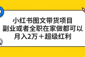 （5391期）小红书图文带货项目，副业或者全职在家做都可以，月入2万＋超级红利[中创网]