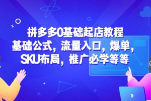 （5421期）拼多多0基础起店教程：基础公式，流量入口，爆单，SKU布局，推广必学等等[中创网]