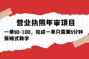 （5411期）营业执照年审项目，一单50-100，完成一单只需要5分钟，保姆式教学[中创网]