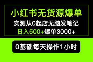 （5494期）小红书无货源爆单 实测从0起店无脑发笔记 日入500+爆单3000+长期项目可多店[中创网]