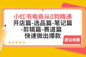 （5527期）小红书电商从0到精通：开店篇-选品篇-笔记篇-剪辑篇-赛道篇  快速做出爆款[中创网]