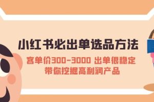 （5543期）小红书必出单选品方法：客单价300-3000 出单很稳定 带你挖掘高利润产品[中创网]