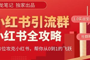 （5595期）【白龙笔记】价值980元的《小红书运营和引流课》，日引100高质量粉[中创网]