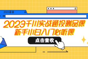 （5623期）2023千川实战通投测品课，新手小白入门必听课[中创网]