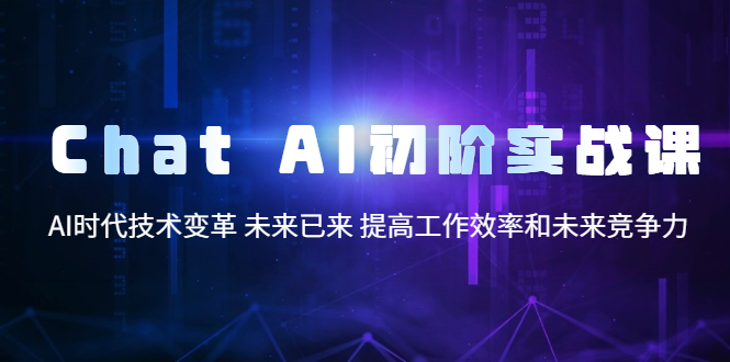 （5610期）Chat AI初阶实战课，AI时代技术变革 未来已来 提高工作效率和未来竞争力