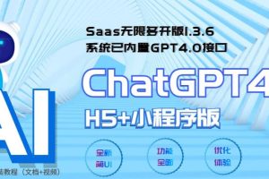 （5811期） Saas无限多开版ChatGPT小程序+H5，系统已内置GPT4.0接口，可无限开通坑位[中创网]