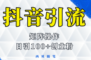 （5871期）抖音引流术，矩阵操作，一天能引100多创业粉[中创网]