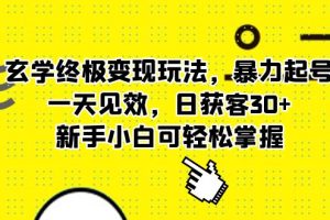 （5970期）玄学终极变现玩法，暴力起号，一天见效，日获客30+，新手小白可轻松掌握[中创网]