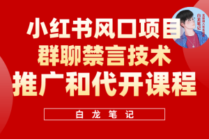 （5973期）小红书风口项目日入300+，小红书群聊禁言技术代开项目，适合新手操作[中创网]