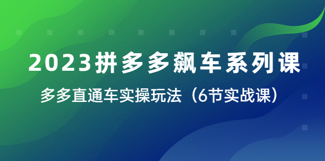 （6030期）2023拼多多飙车系列课，多多直通车实操玩法（6节实战课）