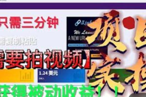 （6047期）最新国外掘金项目 不需要拍视频 即可获得被动收益 只需操作3分钟实现躺赚[中创网]