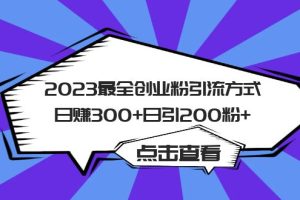 （6076期）2023最全创业粉引流方式日赚300+日引200粉+[中创网]