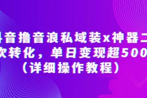 （6186期）抖音撸音浪私域装x神器二次转化，单日变现超500（详细操作教程）[中创网]