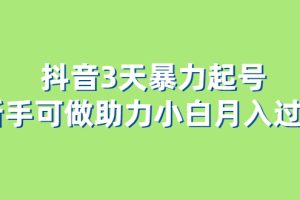 （6177期）抖音3天暴力起号新手可做助力小白月入过万[中创网]