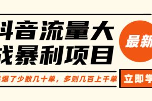 （6237期）抖音流量大战暴利项目：一个品爆了少数几十单，多则几百上千单（原价1288）[中创网]