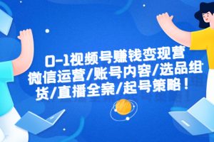 （6340期）0-1视频号赚钱变现营：微信运营-账号内容-选品组货-直播全案-起号策略！[中创网]