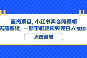 （6335期）蓝海项目 小红书卖合同模板 无脑搬运 一部手机日入500+（教程+4000份模板）[中创网]